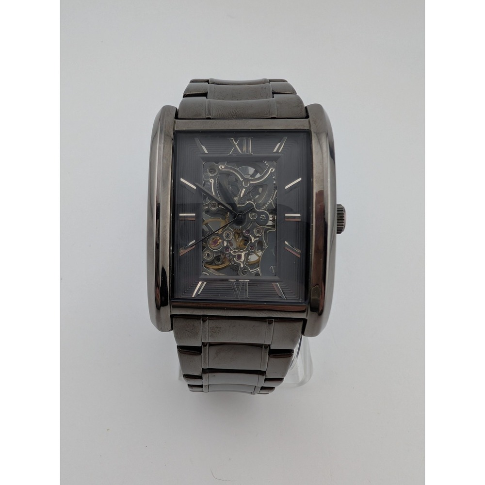 Relic Automatic Watch Men ZR77206 Skeleton Dial Gunmetal 7.25" Band- Working